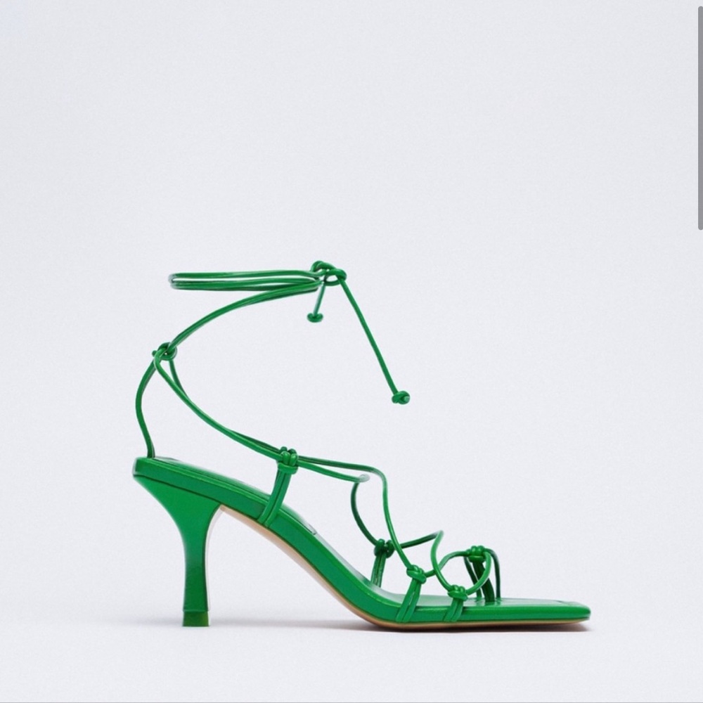 ZARA TIE STRAP HEELED SANDALS